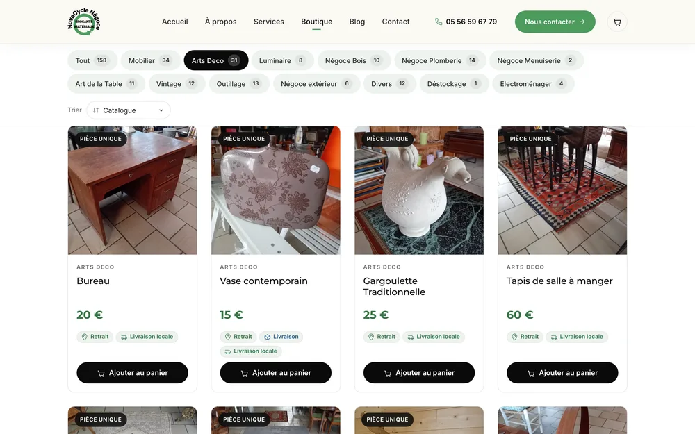 La boutique novacyclenegoce.fr affichée sur ordinateur et sur téléphone : le catalogue et ses fiches produit